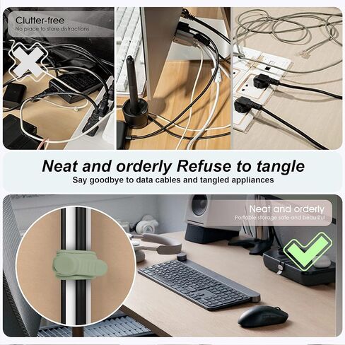 24Pcs Silicone Cable Ties, Cord Organizer Cable Management-Multi | Reusable Cord Ties for Electronics, Office Desk Accessories, Home Travel Essentials, Easy to Use, 4.2 Inch-4 Colors in Kuwait