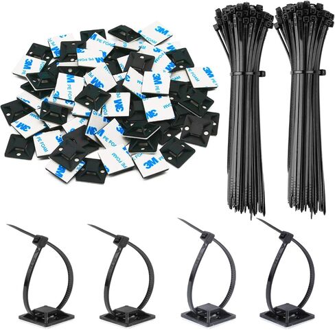 30 Pack 2 inch Zip Tie Adhesive Mounts Self Adhesive Cable Tie Base Holders with Multi-Purpose Tie wire clips with screw hole,Anchor stick on wire holder with 8 inch zip ties（White） in Saudi Arabia