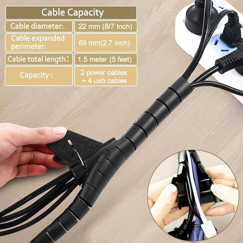 13 1/8ft -1/2 Inch Cord Management Sleeve Braided Split Black Cable Protectors Pet Proof - Braided Self-Wrapping Wire Loom Tube for Desk PC/TV/Computer/Projector/Home Theater/Engine Bay in Saudi Arabia