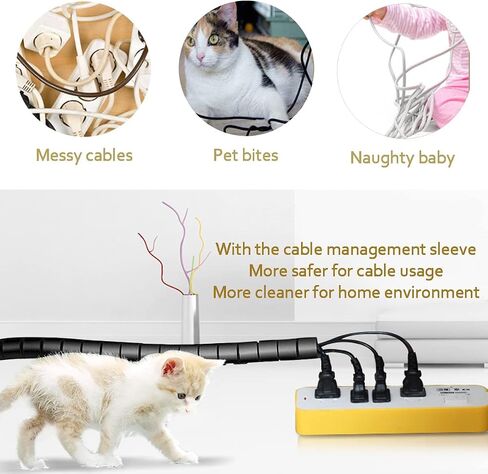 13 1/8ft -1/2 Inch Cord Management Sleeve Braided Split Black Cable Protectors Pet Proof - Braided Self-Wrapping Wire Loom Tube for Desk PC/TV/Computer/Projector/Home Theater/Engine Bay in Saudi Arabia