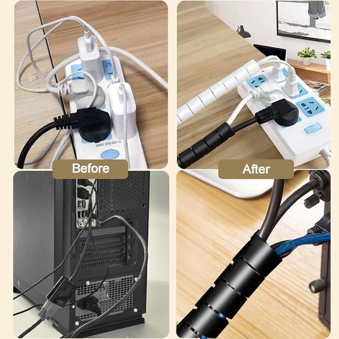 13 1/8ft -1/2 Inch Cord Management Sleeve Braided Split Black Cable Protectors Pet Proof - Braided Self-Wrapping Wire Loom Tube for Desk PC/TV/Computer/Projector/Home Theater/Engine Bay in Saudi Arabia