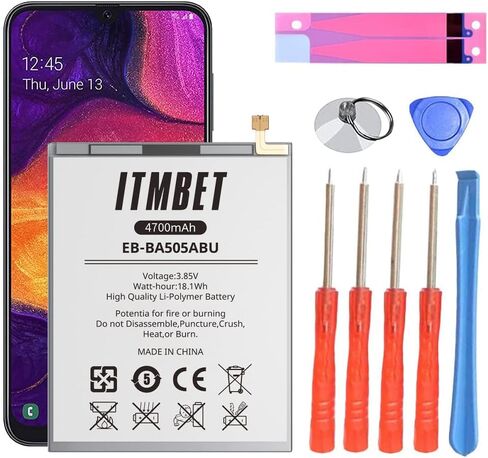 Battery for Samsung Galaxy A50, [4700mAh] Upgraded 2022 New 0 Cycle Battery Replacement for A505F /A30 SM-A305 /A20 A205FN A202F /A30s SM-A307,EB-BA505ABU with Professional Replacement Tool Kits in Saudi Arabia