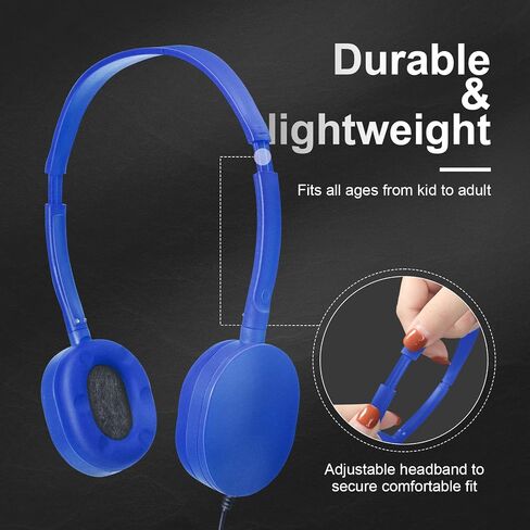 30 Pack Wired Headphones, Adjustable On Ear Headphones, Mixed Colors in Kuwait