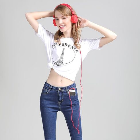 C89 Kids Headphones, Wired Headphone Without Microphone, On Ear Headphone with Adjustable, 3.5mm Aux Nylon Cable, Foldable Headphones for School Travel Girls Boys Adults (Sky Blue) in Kuwait