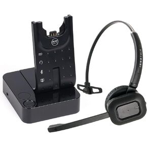سماعة رأس لاسلكية INNOTALK متوافقة مع هاتف Polycom VVX 101، VVX 201، VVX 301، VVX 311، VVX 401، VVX 411، VVX 501، VVX 601 مع سلك الرد عن بعد (المستكشف)