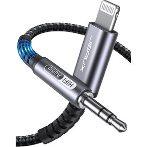JSAUX Lightning to 3.5mm Audio Cord 6FT, Apple MFi Certified Aux Cord-Grey in Saudi Arabia