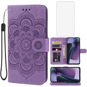 Case for Moto G Stylus 2023/Motorola G Stylus 2023 Wallet Case with Tempered Glass Screen Protector, Leather Flip Credit Card Holder Stand Phone Cover for Motorola Moto G Stylus 2023 Brown