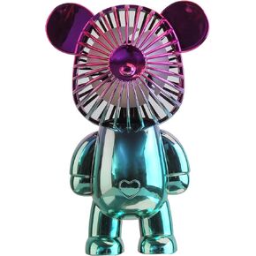 Wireless Express Bear Breeze: مروحة المكتب الصغيرة المثالية - مروحة تعمل بمنفذ USB قابلة للحمل وقابلة لإعادة الشحن بثلاث سرعات قابلة للتعديل - مثالية للمنزل وغرفة النوم والفصول الدراسية والمكتب والمزيد (أزرق كروم)