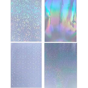 25 Sheets A4 Size Clear Holographic Cold Laminate Sheet Premium Overlay Laminating Self-Adhesive Sheets