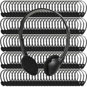 اكسوهال سماعات راس سوداء للاطفال من 200 قطعة، سماعات راس كبيرة للفصل الدراسي للطلاب مع قابس 3.5 ملم، سماعات راس سلكية على الاذن للمدرسة والمكتبة والمتاحف والاطفال والمراهقين والاولاد والبنات والبالغين in Kuwait