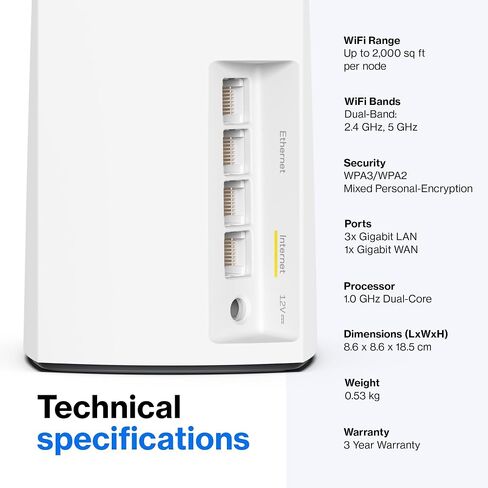 Linksys Atlas WiFi 6 Router Home WiFi Mesh System, Dual-Band, 2,000 Sq. ft Coverage, 25+ Devices, Speeds up to (AX3000) 3.0Gbps - MX2000 1-Pack in Kuwait