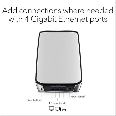 نظام NETGEAR Orbi Tri-Band WiFi 6 Mesh (RBK862S) - جهاز توجيه مزود بموسع قمر صناعي واحد، تغطية تصل إلى 5400 قدم مربع، 100 جهاز، منفذ إنترنت 10 جيجا، اشتراك Armor، AX6000 (حتى 6 جيجابت في الثانية) in Saudi Arabia