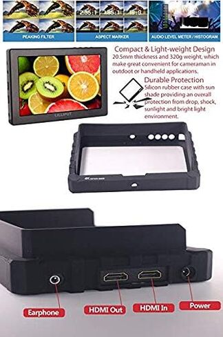LILLIPUT A7S 7" 1920x1200 IPS شاشة مراقبة الحقل 4K 1.4 إدخال HDMI فيديو مع جراب مطاطي أسود أفضل شاشة للشراء من VIVITEQ (البائع الرسمي للولايات المتحدة الأمريكية للضمان الكامل) in Saudi Arabia