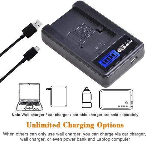 PowerTrust (2-Pack) NP-FH50 FH50 Battery + LCD USB Charger for Sony NP-FH40 NP-FH30 NP-FP50 NP-FP51 and Sony A230 A290 A330 A380 A390 DSC-HX1 HX100 HX200 HDR-TG1E TG3 TG5 TG7 Camera in Saudi Arabia