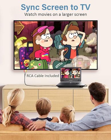 Arafuna 12.5" Portable DVD Player for Car, 10.5" HD Swivel Screen with Car Headrest Holder, 5-Hour Rechargeable Battery, Support USB/SD/Sync TV, Regions Free, Last Memory in Kuwait