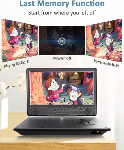 Arafuna 12.5" Portable DVD Player for Car, 10.5" HD Swivel Screen with Car Headrest Holder, 5-Hour Rechargeable Battery, Support USB/SD/Sync TV, Regions Free, Last Memory in Kuwait