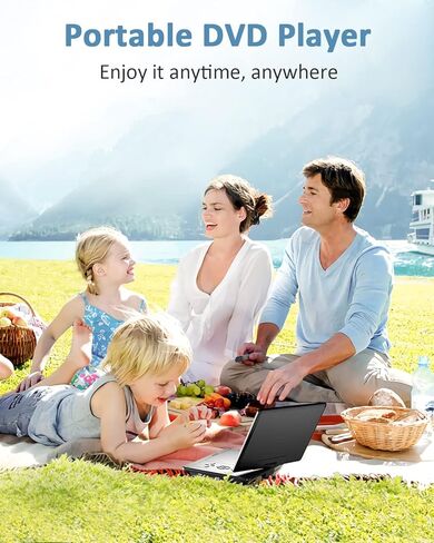 Arafuna 12.5" Portable DVD Player for Car, 10.5" HD Swivel Screen with Car Headrest Holder, 5-Hour Rechargeable Battery, Support USB/SD/Sync TV, Regions Free, Last Memory in Kuwait