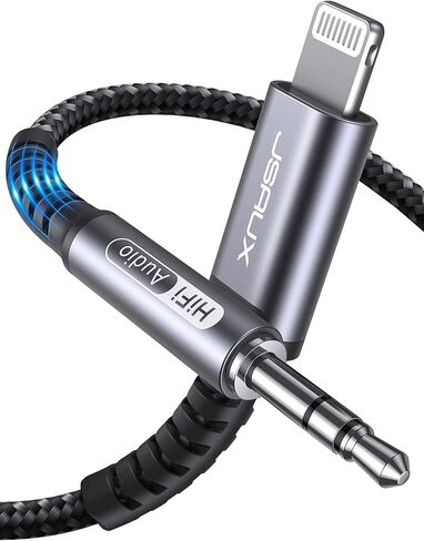 JSAUX Lightning to 3.5mm Audio Cord 6FT, Apple MFi Certified Aux Cord-Grey in Kuwait