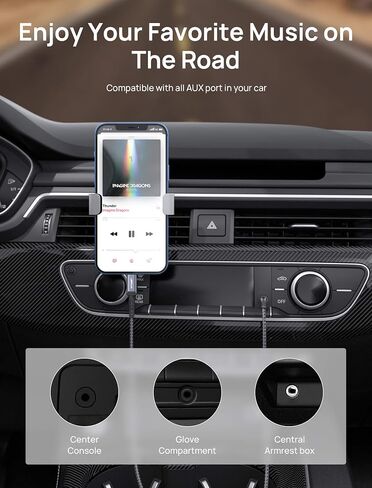 JSAUX Lightning to 3.5mm Audio Cord 6FT, Apple MFi Certified Aux Cord-Grey in Kuwait