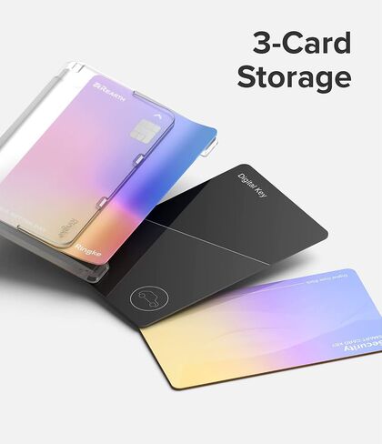 حامل بطاقات بفتحة جانبية من Ringke [عبوة من قطعتين] متوافق مع هواتف iPhone Galaxy الذكية، عصا لاصقة على المحفظة حافظة رفيعة صلبة لبطاقة الهوية - أسود in Kuwait