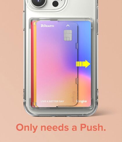 حامل بطاقات بفتحة جانبية من Ringke [عبوة من قطعتين] متوافق مع هواتف iPhone Galaxy الذكية، عصا لاصقة على المحفظة حافظة رفيعة صلبة لبطاقة الهوية - أسود in Kuwait