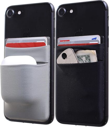 3 Packs Phone Wallet Card Holder for Phone Case Sleeves Stick On Wallet for Cell Phone Card Holder Durable Adhesive Sticker ID Credit Card Holder for Back of Phone (BkPkGy) in Kuwait