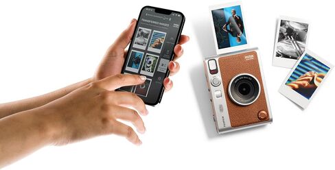 Fujifilm Instax Mini EVO Instant Camera (Brown) w/BuzzPhoto Microfiber Cleaning Cloth and 2 Twin Packs Mini Instant Film in Kuwait