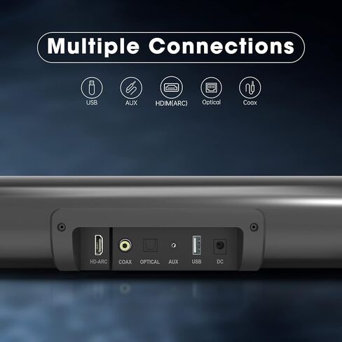 أشرطة صوت BESTISAN للتلفزيون، سلكية ولاسلكية بلوتوث 5.0 شريط صوت للتلفزيون 34 بوصة للمسرح المنزلي HDMI-ARC/بصري/محوري/AUX/USB/اتصال بلوتوث، قابل للتركيب على الحائط in Kuwait