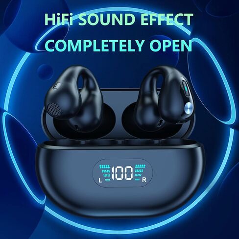 BWISUP Wireless Ear Clip Bone Conduction Headphones Bluetooth, 2023 New Mini Open Ear Headphones Wireless Bluetooth, Waterproof Sport Running Earring Earphone (New White) (White) in Saudi Arabia