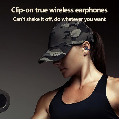 BWISUP Wireless Ear Clip Bone Conduction Headphones Bluetooth, 2023 New Mini Open Ear Headphones Wireless Bluetooth, Waterproof Sport Running Earring Earphone (New White) (White) in Saudi Arabia