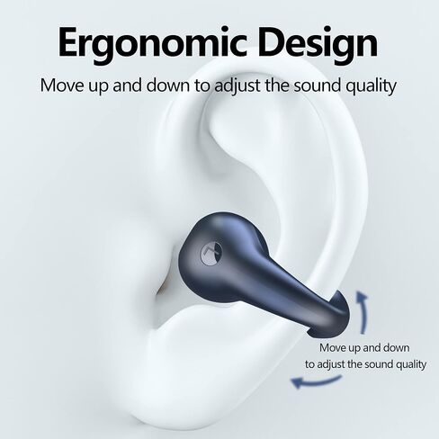 BWISUP Wireless Ear Clip Bone Conduction Headphones Bluetooth, 2023 New Mini Open Ear Headphones Wireless Bluetooth, Waterproof Sport Running Earring Earphone (New White) (White) in Saudi Arabia
