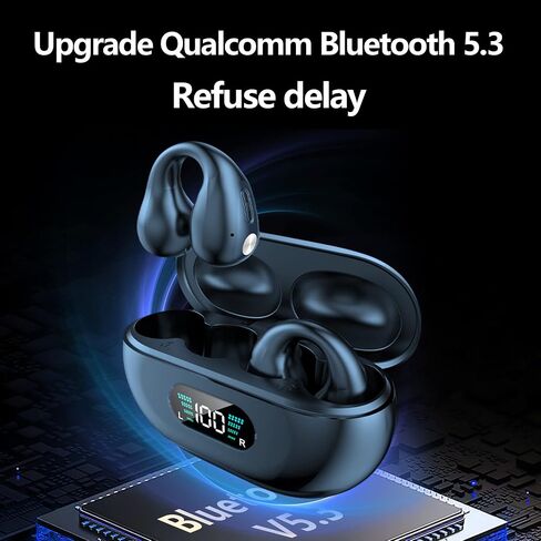 BWISUP Wireless Ear Clip Bone Conduction Headphones Bluetooth, 2023 New Mini Open Ear Headphones Wireless Bluetooth, Waterproof Sport Running Earring Earphone (New White) (White) in Saudi Arabia