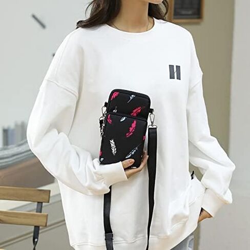 Small Crossbody Bag Cell Phone Purse Wallet Wristband Armband for Samsung Galaxy S22 Ultra S22+ S20 S21 FE A53 A03s A13 Moto G Power 2022 G Stylus 5G OnePlus Nord N200 TCL 30 SE BLU G91 F91 (Black) in Saudi Arabia