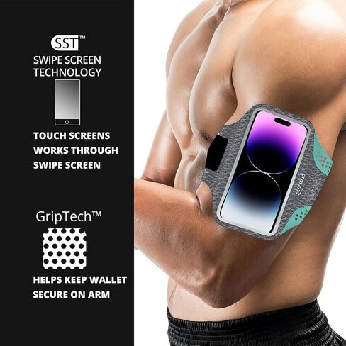 [3 Pack] Runner Phone Armband Cell Phone Holder, Water Resistant Adjustable Lightweight, Compatible iPhone 14/13/12/11/SE/X Samsung S23/S22/S21/S20 Great for Running, Hiking, and Biking (Black/Grey) in Kuwait