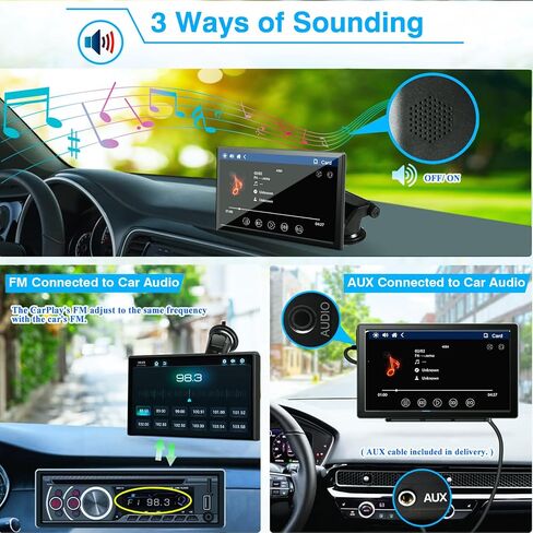 ستيريو سيارة محمول لاسلكي Apple Carplay Android Auto، راديو سيارة بشاشة تعمل باللمس 9 بوصة مع بلوتوث، كاميرا عالية الدقة، وصلة مرآة، التحكم الصوتي، كابل AUX، FM/USB/TF، يدعم لوحة قيادة الشاحنة in Kuwait