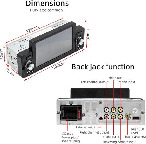 Single Din Car Stereo 5 Inch,for Apple Carplay & Android Auto Touchscreen Car Radio, with Mirror-Link,BT,FM,12 LED Backup Camera,USB Input Car Audio Video Playe in Saudi Arabia