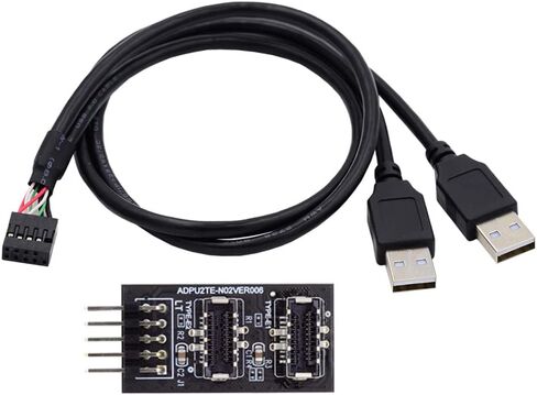 Cablecc Dual USB 3.1 Front Panel Socket Key-A Type-E to USB 2.0 Type-A & 9Pin 10Pin Mainboard Header Male Cable Extension Adapter in Kuwait