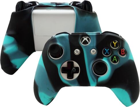Silicone Controller Cover Skin Protector Case Faceplates Kits for Xbox One X/One S/Slim Controller with 8pcs Thumb Grips Caps(Blue,Red) in Saudi Arabia