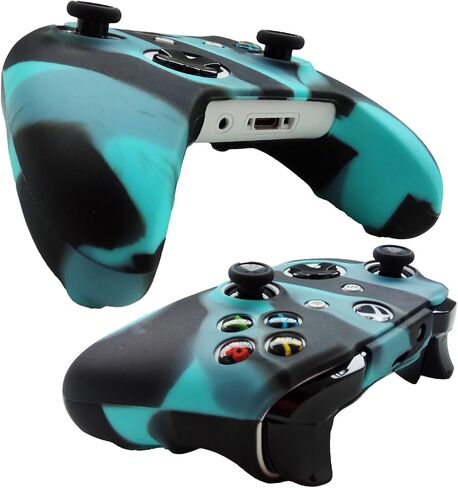 Silicone Controller Cover Skin Protector Case Faceplates Kits for Xbox One X/One S/Slim Controller with 8pcs Thumb Grips Caps(Blue,Red) in Saudi Arabia
