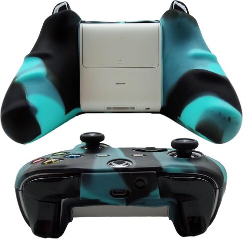 Silicone Controller Cover Skin Protector Case Faceplates Kits for Xbox One X/One S/Slim Controller with 8pcs Thumb Grips Caps(Blue,Red) in Saudi Arabia