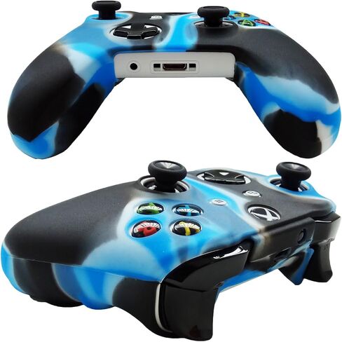 Silicone Controller Cover Skin Protector Case Faceplates Kits for Xbox One X/One S/Slim Controller with 8pcs Thumb Grips Caps(Blue,Red) in Saudi Arabia