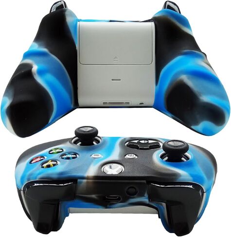 Silicone Controller Cover Skin Protector Case Faceplates Kits for Xbox One X/One S/Slim Controller with 8pcs Thumb Grips Caps(Blue,Red) in Saudi Arabia