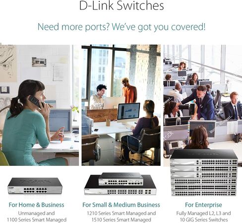 دي لينك، DGS-1024D، محول إيثرنت، 24 منفذ جيجابت، محور شبكة بدون مروحة غير مُدار، سطح المكتب أو الحامل، أسود in Kuwait