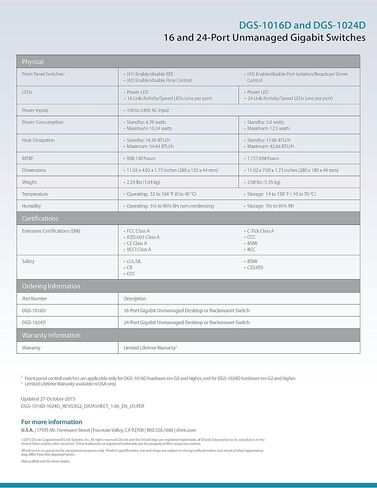 دي لينك، DGS-1024D، محول إيثرنت، 24 منفذ جيجابت، محور شبكة بدون مروحة غير مُدار، سطح المكتب أو الحامل، أسود in Kuwait