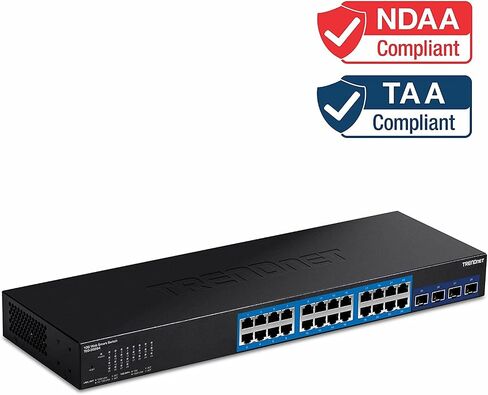 محول ويب ذكي ذو 28 منفذًا من TRENDnet، 24 منفذ جيجابت، 4 × 10 جيجا SFP + فتحات، سعة تحويل 128 جيجابت في الثانية، TEG-30284 و24 منفذ لوحة توصيل Keystone 1U فارغة، 1U 19 بوصة هيكل حامل معدني، TC-KP24 in Kuwait