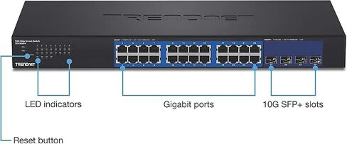 محول ويب ذكي ذو 28 منفذًا من TRENDnet، 24 منفذ جيجابت، 4 × 10 جيجا SFP + فتحات، سعة تحويل 128 جيجابت في الثانية، TEG-30284 و24 منفذ لوحة توصيل Keystone 1U فارغة، 1U 19 بوصة هيكل حامل معدني، TC-KP24 in Kuwait