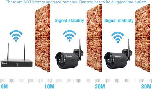 نظام كاميرا مراقبة منزلية لاسلكية 1296 بكسل واي فاي، طقم نظام كاميرا مراقبة فيديو Kingvision 8CH NVR مع 4 قطع 3.0 ميجابكسل كاميرات CCTV IP مقاومة للماء للأماكن الخارجية/الداخلية in Kuwait