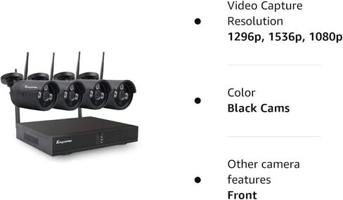 نظام كاميرا مراقبة منزلية لاسلكية 1296 بكسل واي فاي، طقم نظام كاميرا مراقبة فيديو Kingvision 8CH NVR مع 4 قطع 3.0 ميجابكسل كاميرات CCTV IP مقاومة للماء للأماكن الخارجية/الداخلية in Kuwait