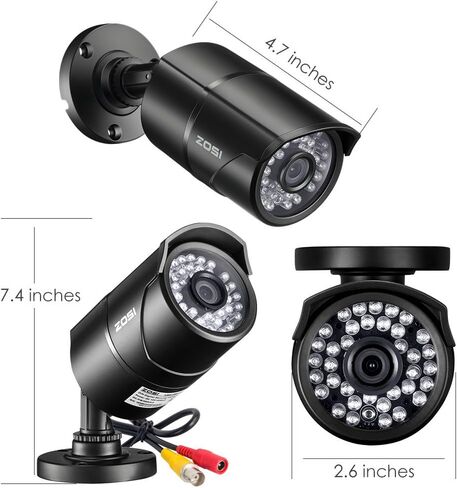 كاميرات ZOSI 2PK 4K PoE IP مع كابلات إيثرنت، اكتشاف الأشخاص/المركبات الذكية، صوت ثنائي الاتجاه، رؤية ليلية ملونة، صفارات الإنذار، كاميرا خارجية مقاومة للطقس بدقة 8 ميجابكسل تعمل فقط مع نظام ZOSI 4K PoE NVR in Kuwait