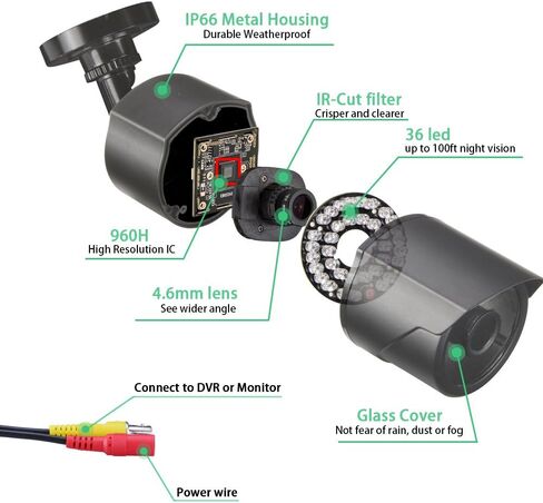 كاميرات ZOSI 2PK 4K PoE IP مع كابلات إيثرنت، اكتشاف الأشخاص/المركبات الذكية، صوت ثنائي الاتجاه، رؤية ليلية ملونة، صفارات الإنذار، كاميرا خارجية مقاومة للطقس بدقة 8 ميجابكسل تعمل فقط مع نظام ZOSI 4K PoE NVR in Kuwait